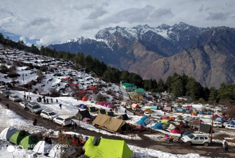 New year 2020 And 31st december celebration Tourist Crowd in Snow Covered Auli