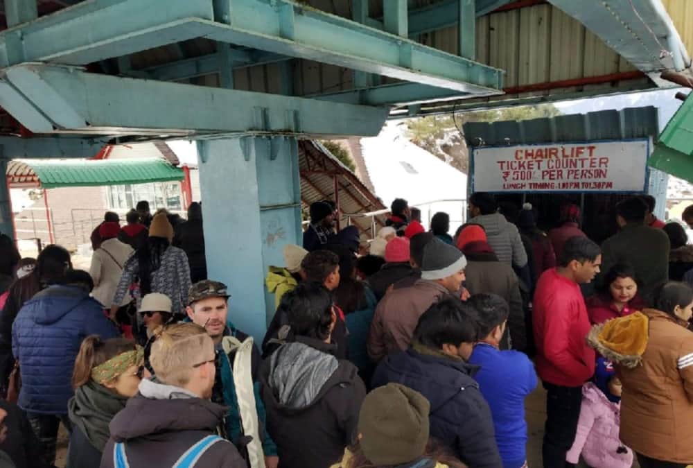 New year 2020 And 31st december celebration Tourist Crowd in Snow Covered Auli