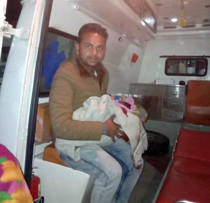 The first child born on a farm in the district on New Year