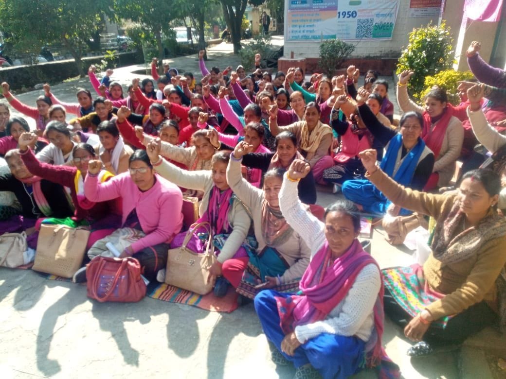 Anganwadi workers protested on New Year's Day as well