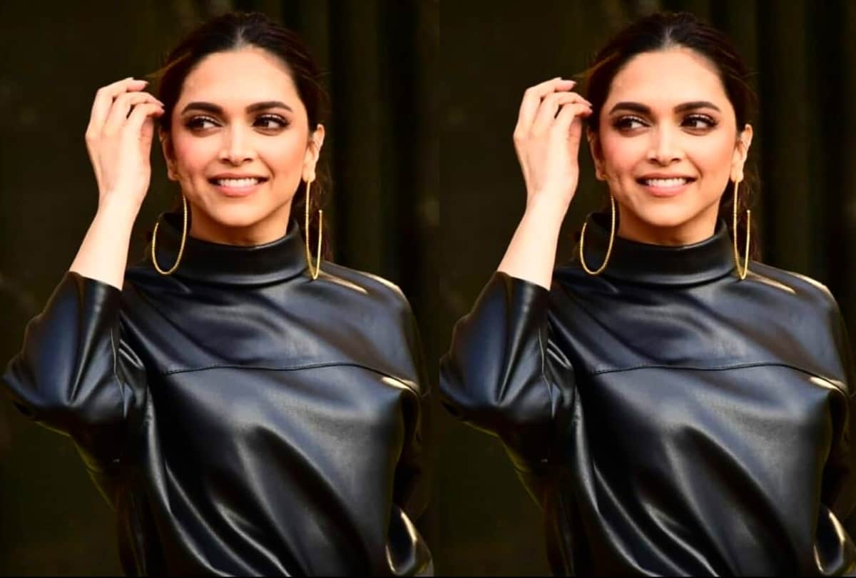 deepika padukone in latest black leather dress