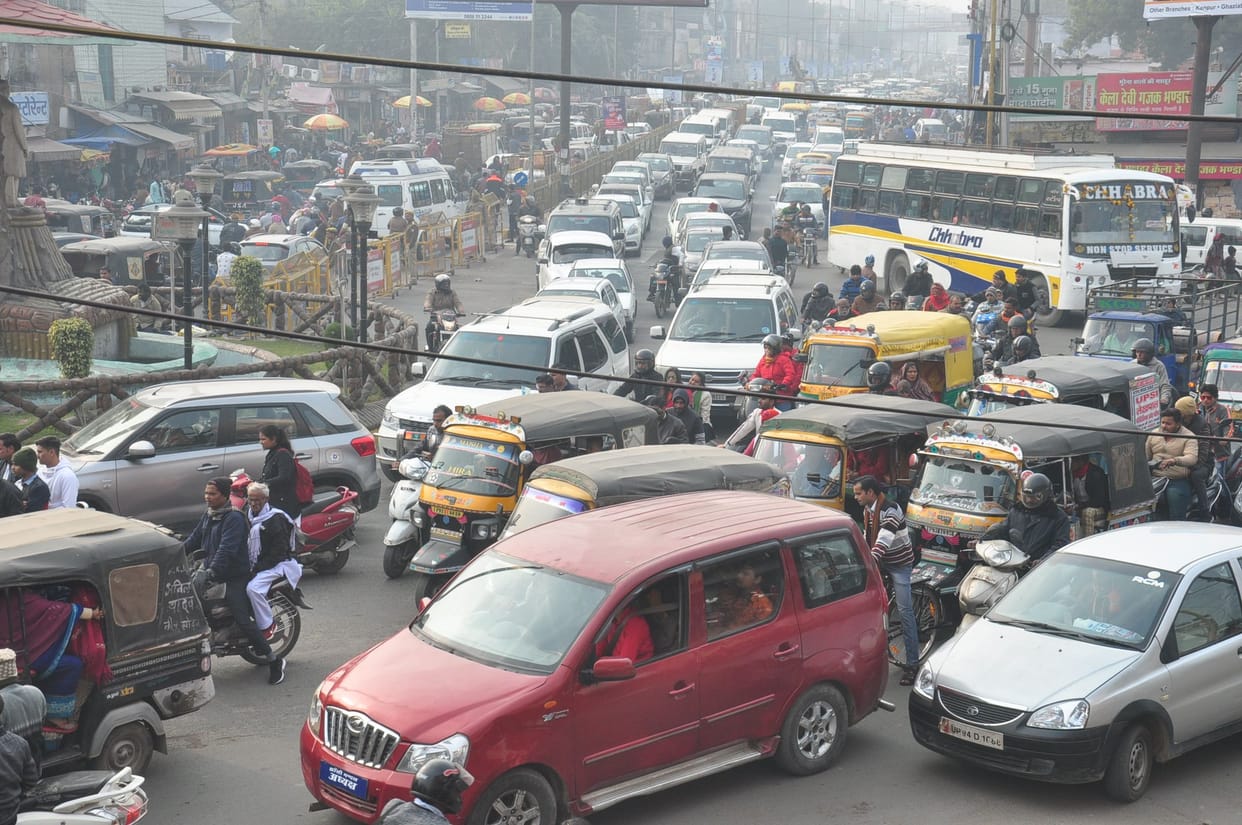 traffic jam in first day of 2020