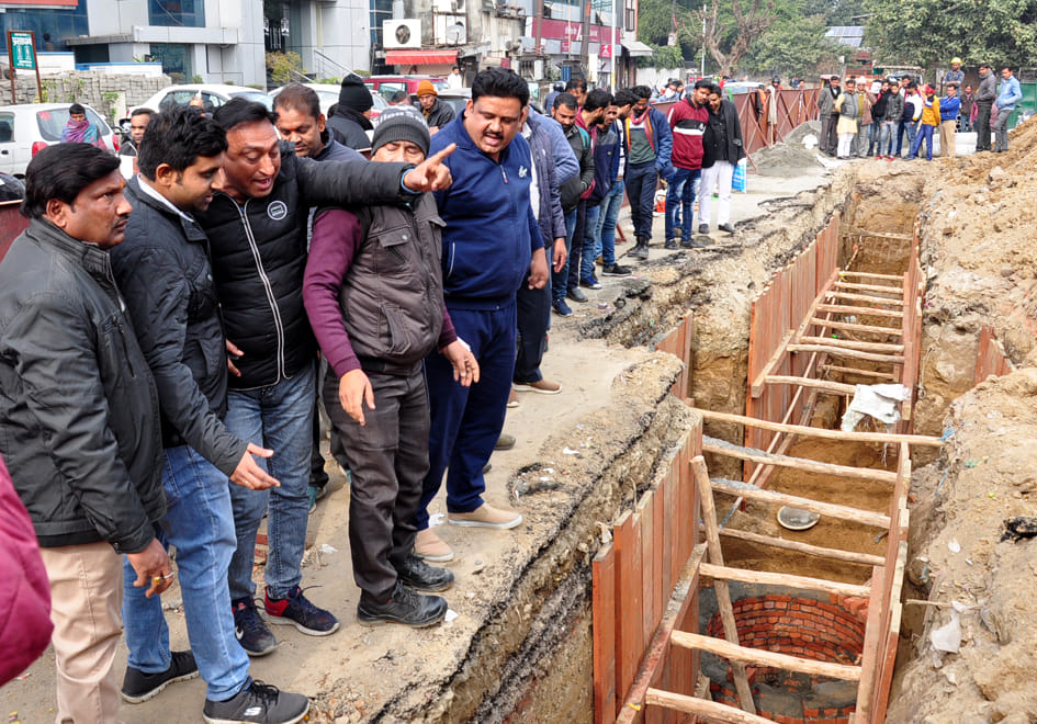 Uproar accused of using bad bricks in sewer line
