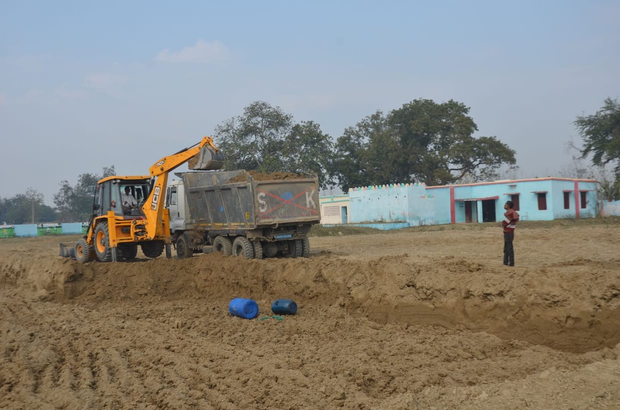 Mud mining happening behind school