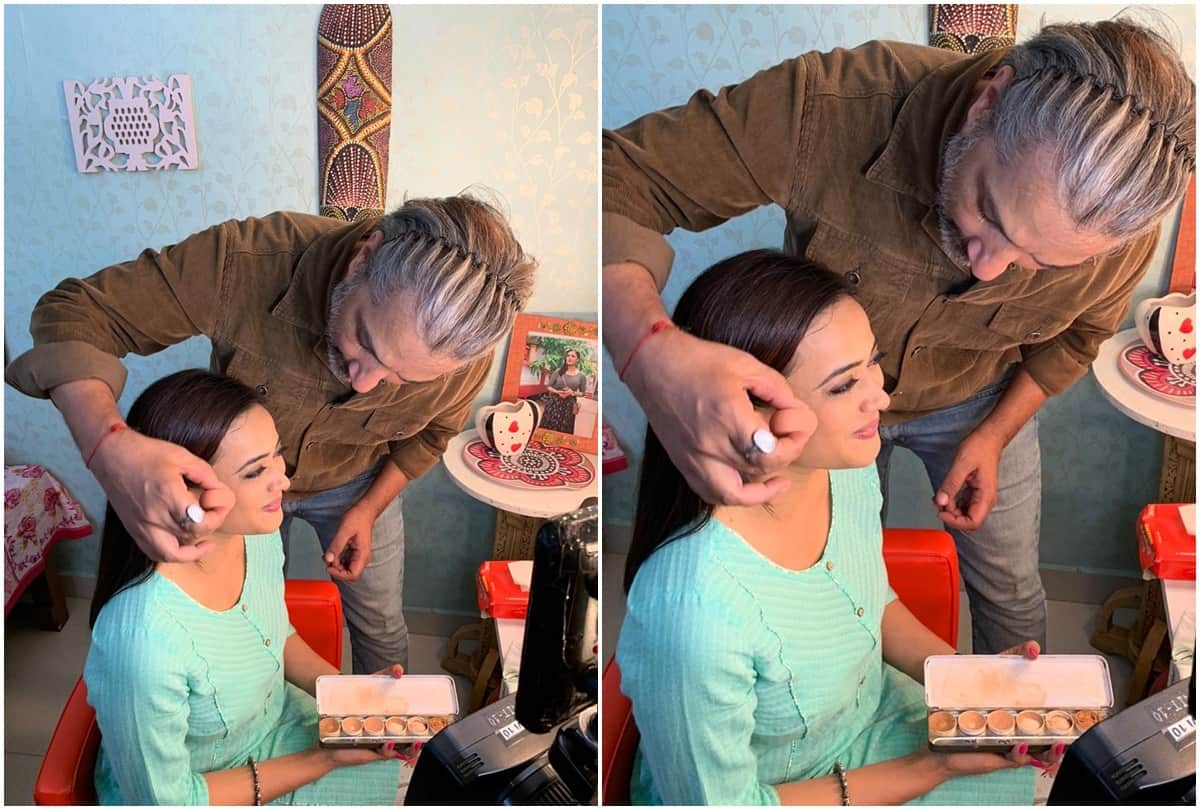 Television Actor Varun Badola Helps Shweta Tiwari in Makeup on the Sets of Mere Dad Ki Dulhan
