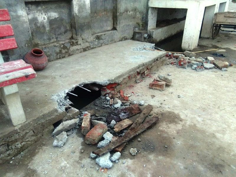 child fell down in drain
