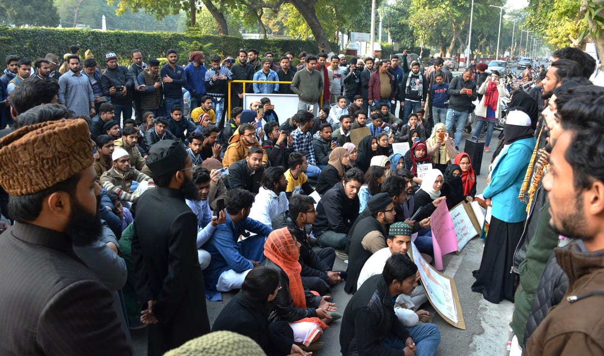 Amu Students Protest Against CAA, NRC