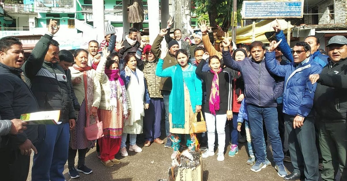 Congressmen burnt effigy of central government in protest against inflation