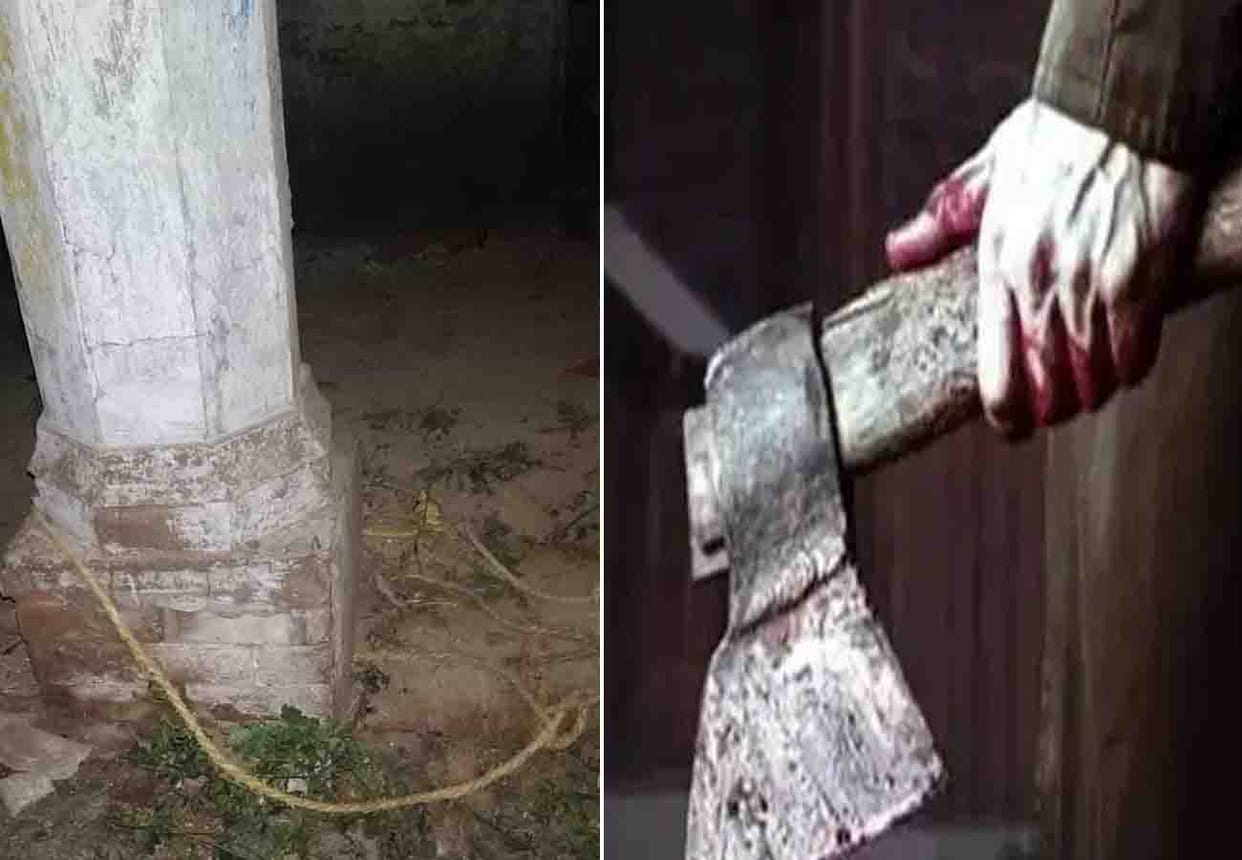 Seeing daughter in offensive condition with lover,  cut with axe