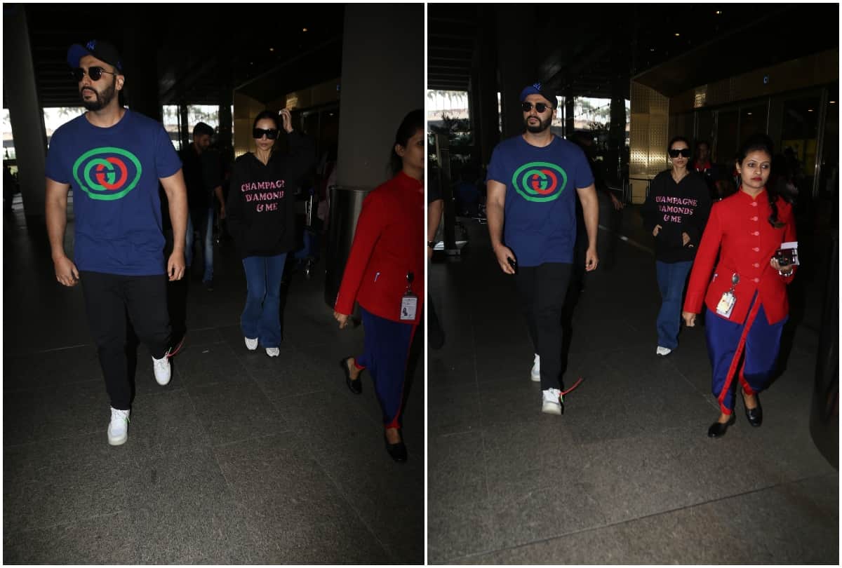 Malaika Arora Arjun Kapoor return Mumbai after new year celebration spotted at airport