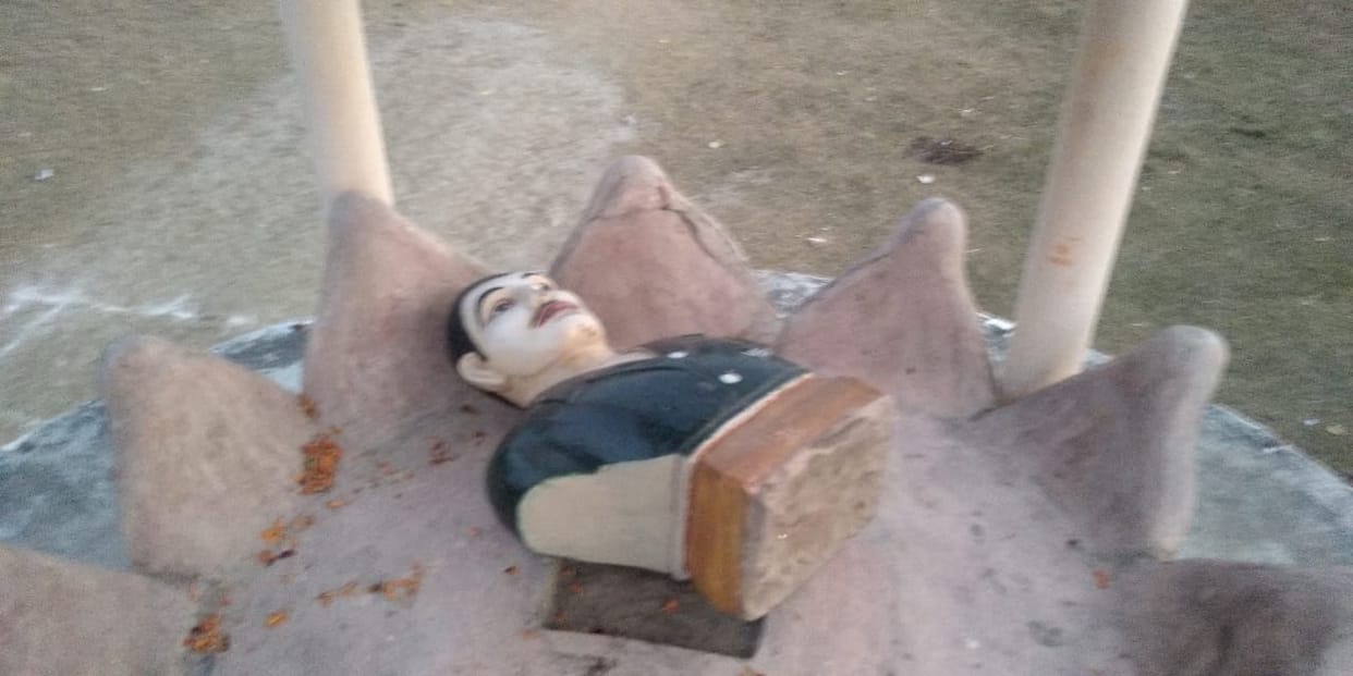 Kargil martyr's statue damaged by chaotic elements