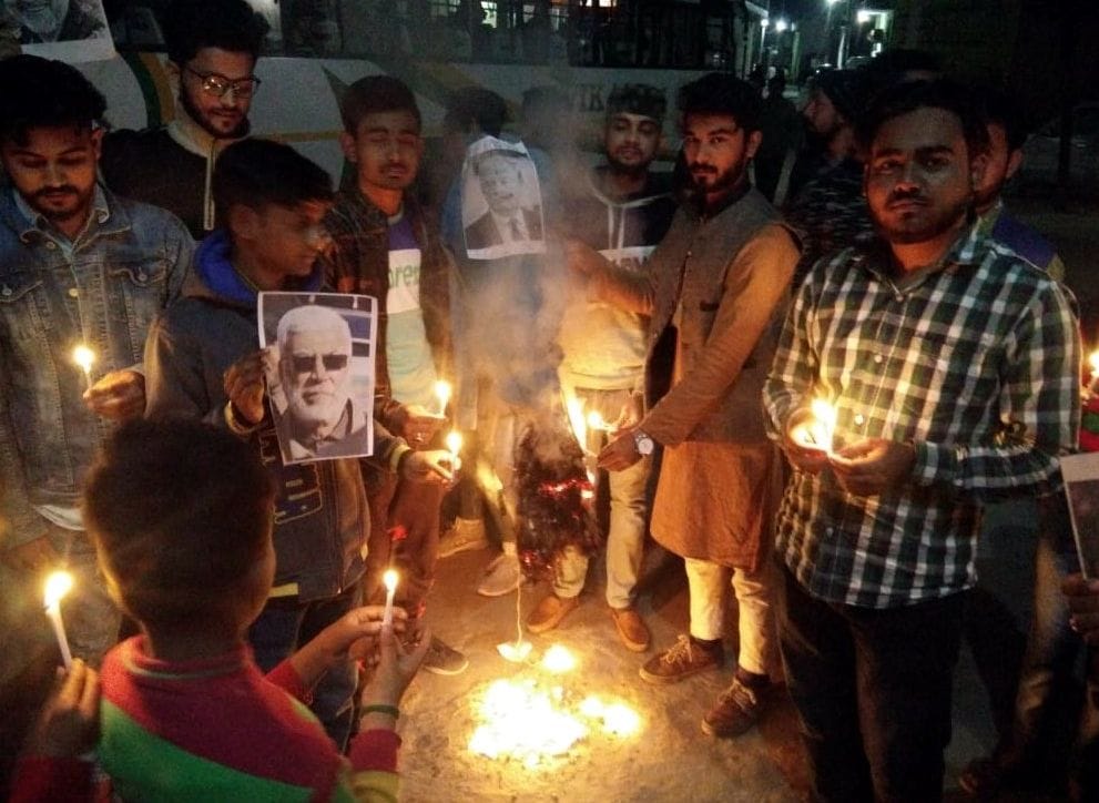 protest agenst america in sambhal