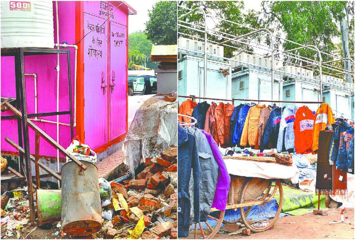 Encroachment in front of pink and smart toilets in Agra