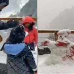 Ms Dhoni Enjoy Snowfall with jeeva and Family in Mussoorie See Beautiful Photos
