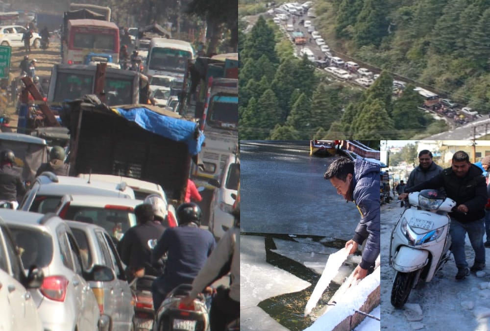 Heavy Traffic jam in Mussoorie After Tourist visit year 2020 first Snowfall