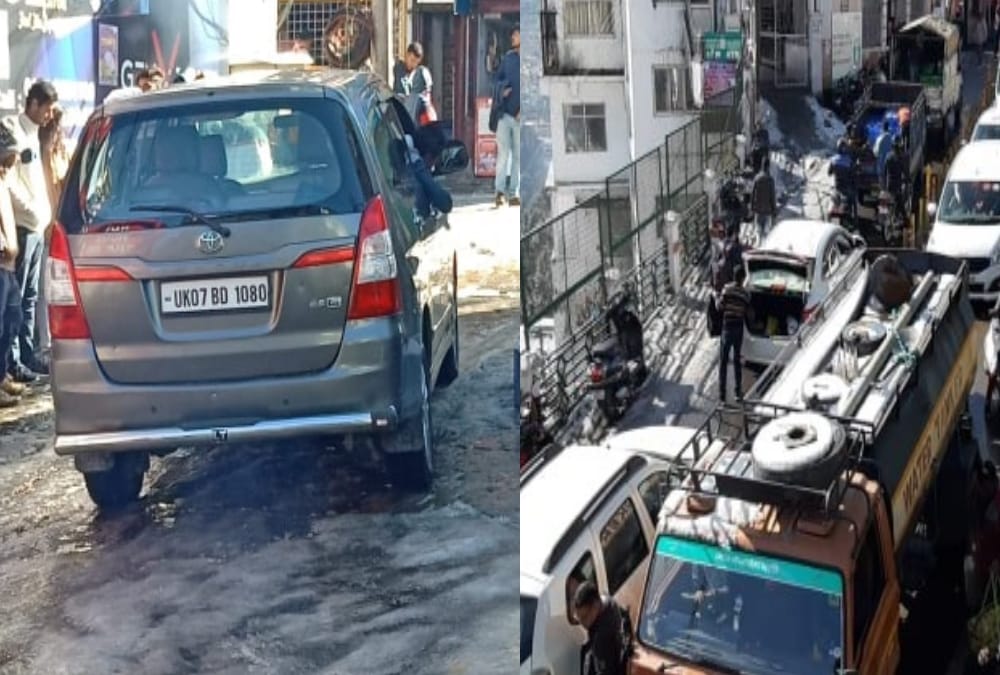 Tourist Huge Rush in mussoorie After snowfall and Traffic jam Vehicle skid due to frost Photos