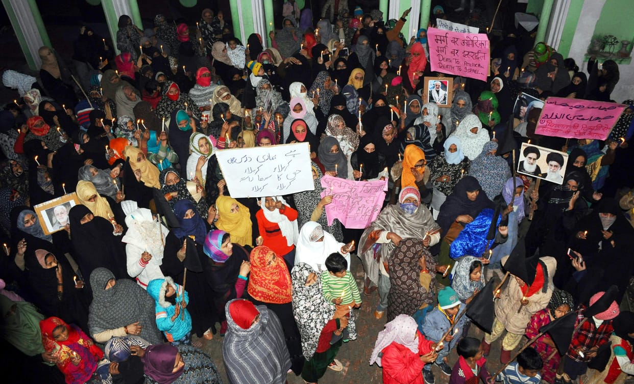 protest against america in sambhal