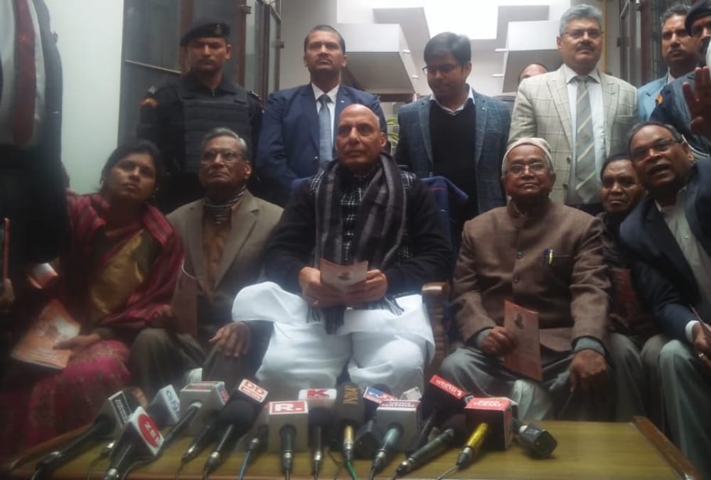 Defence Minister Rajnath Singh in Lucknow.