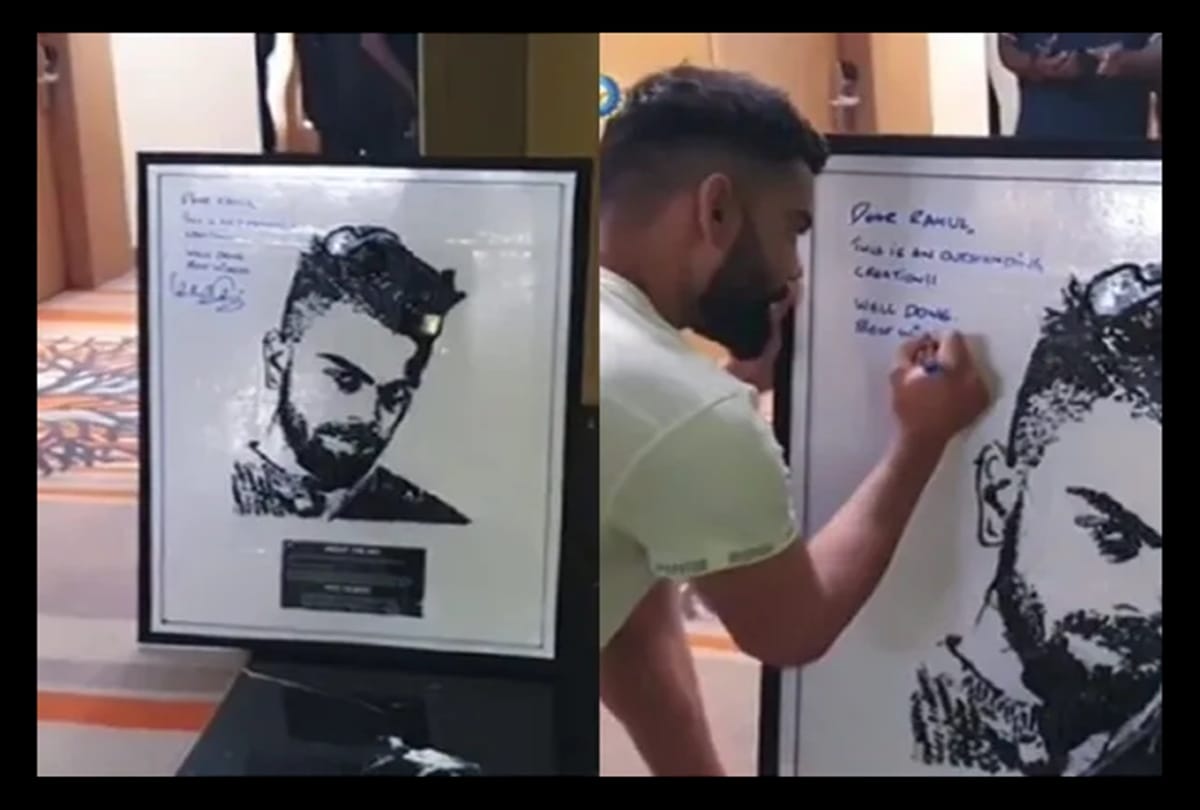 Virat Kohli got special portrait made of old phones and wires by fan ahead of 1st T20I in Guwahati