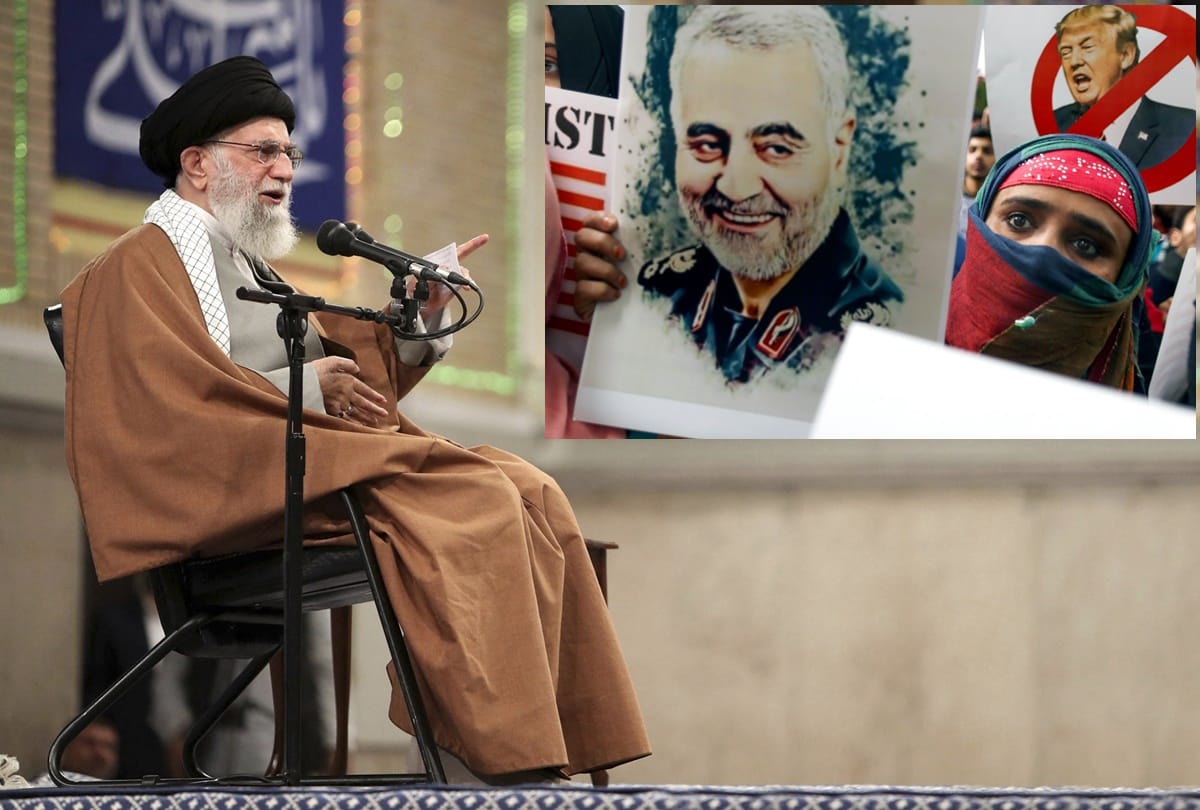 Iran Ali Khamenei read last prayers for General Qassem Soleimani at Tehran