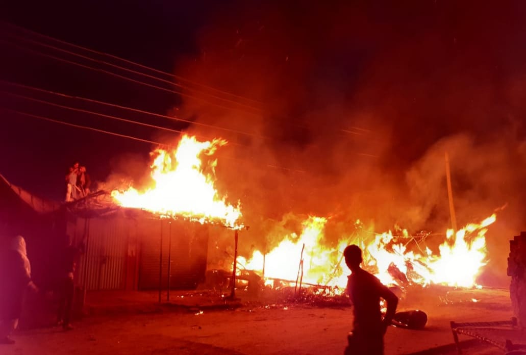 Electrical wire fell, cotton machine caught fire