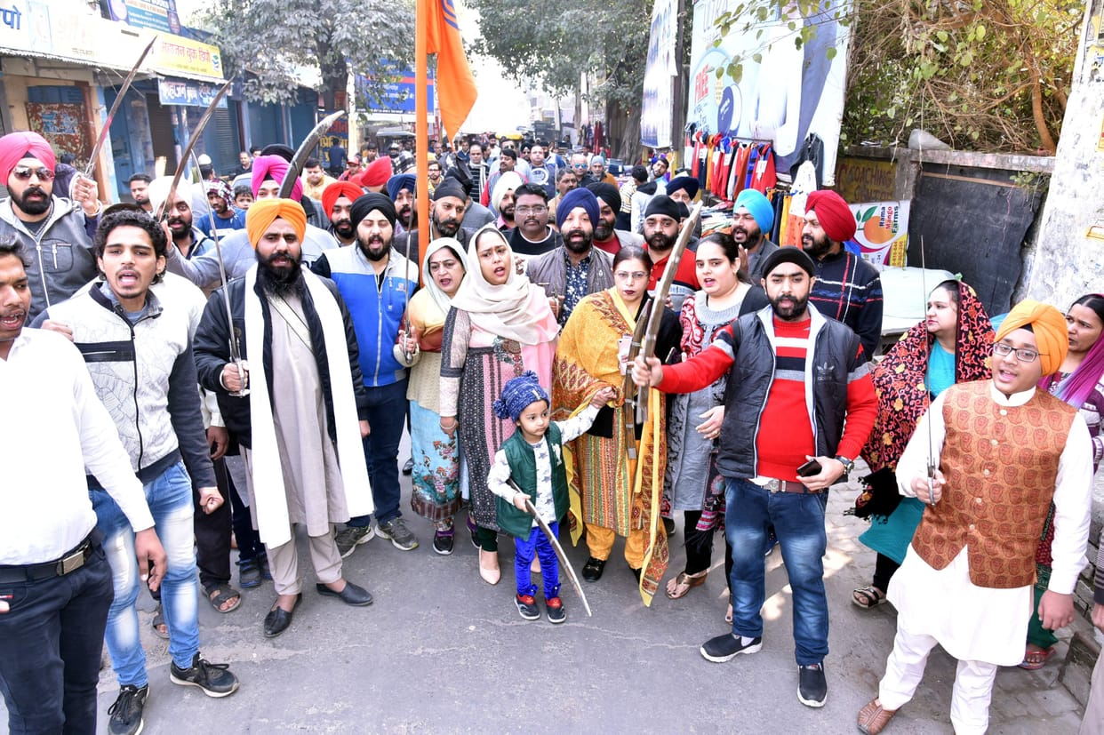 protest of sikh samaj in sambhal