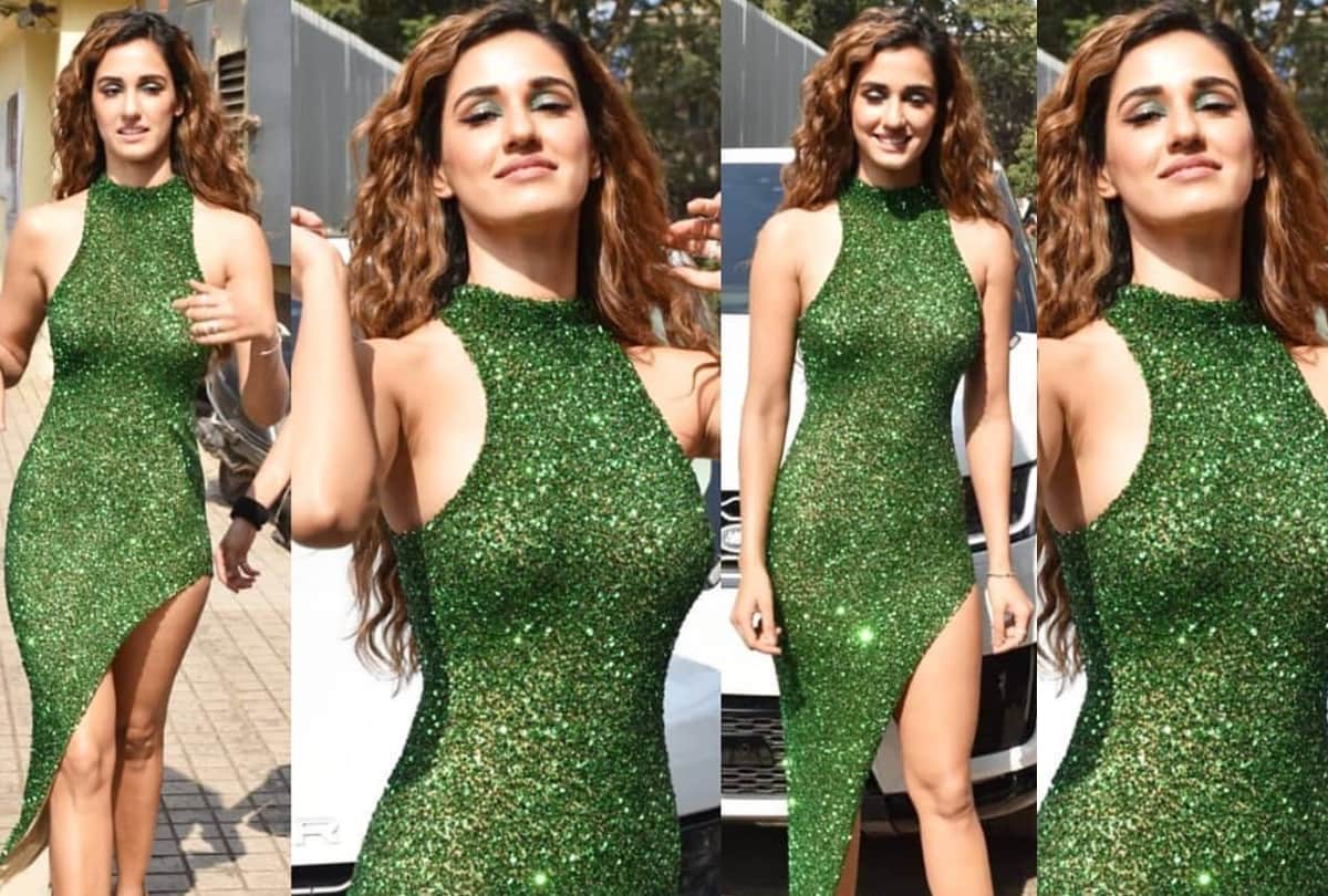 disha patani looks stunning in malang trailer launch in green shimmer gown
