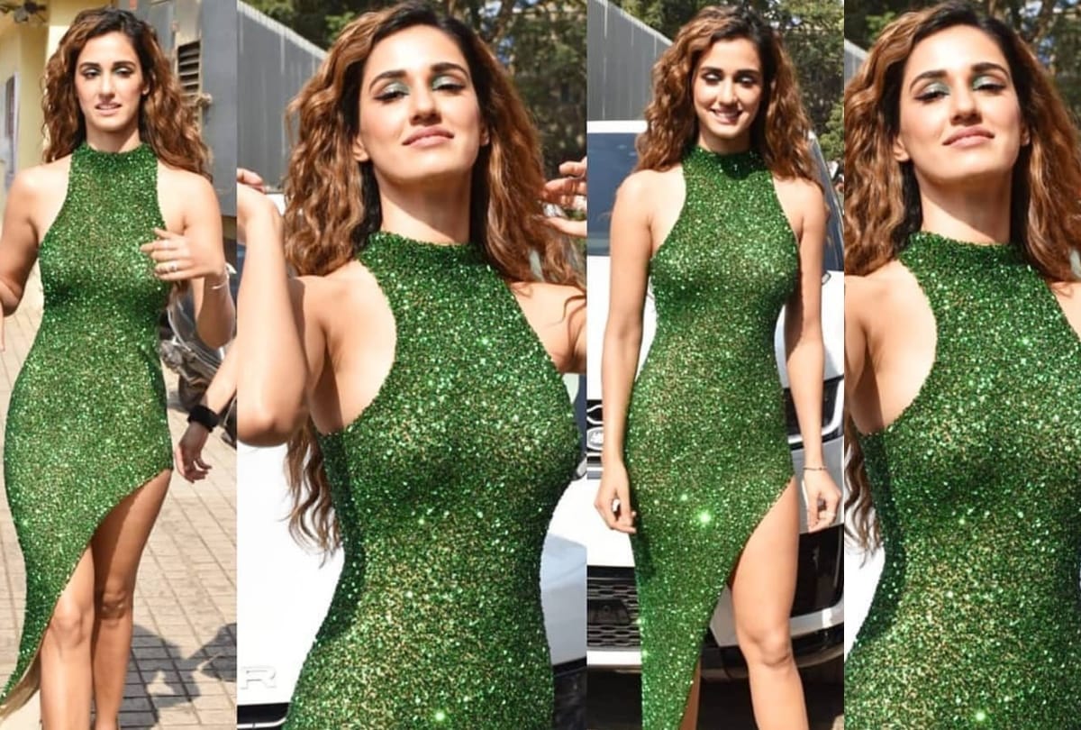 disha patani looks stunning in malang trailer launch in green shimmer gown