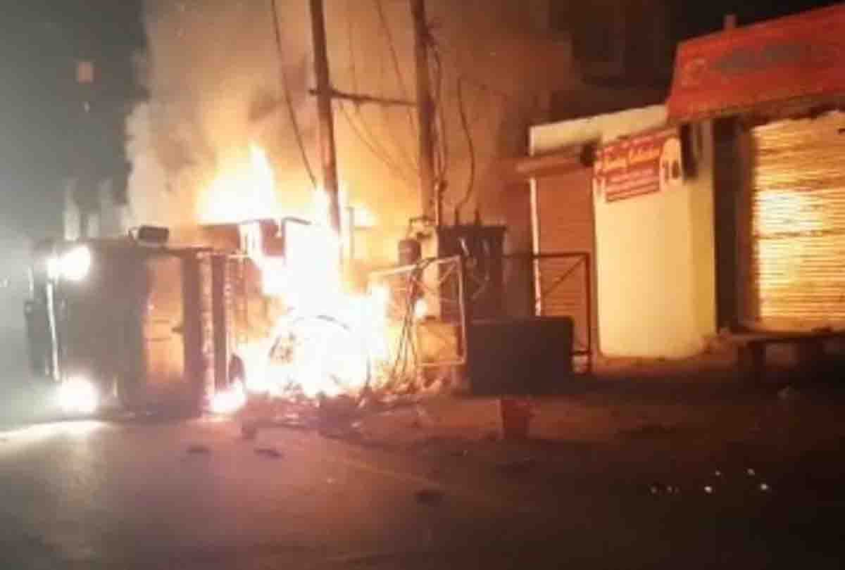 DCM entered into transformer due to collision with truck and caught fire