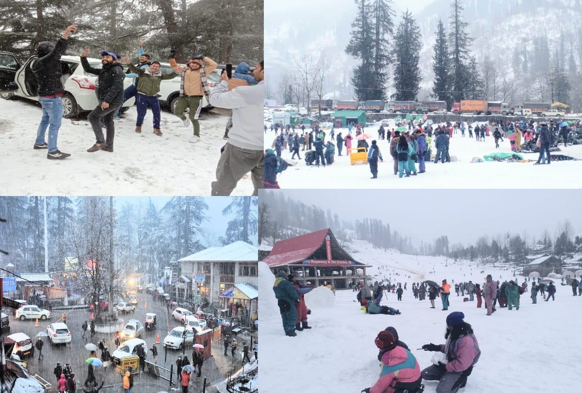 tourists enjoyed snowfall in shimla and manali, see pics
