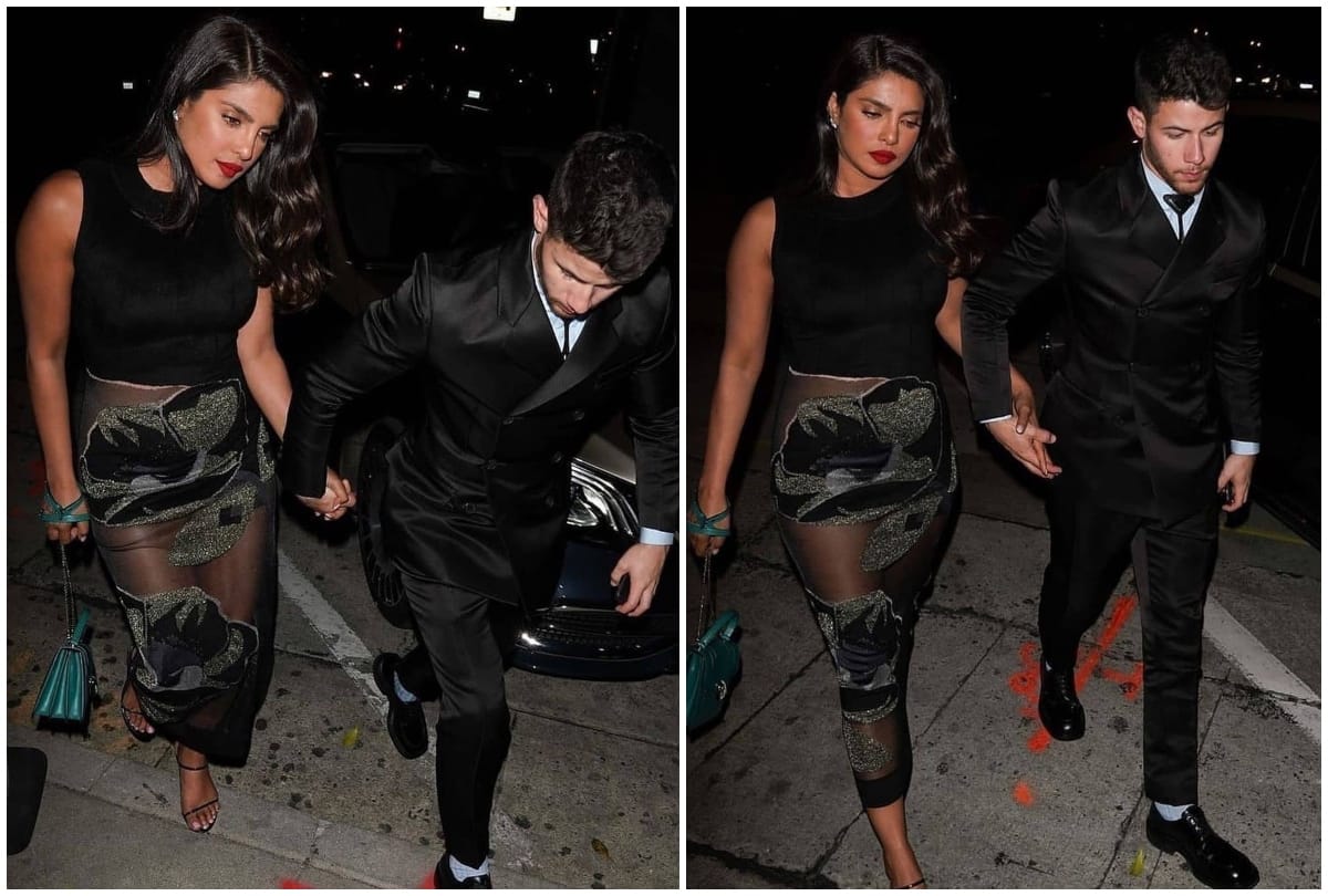 Priyanka Chopra Oops Moment transparent dress along with husband Nick Jonas
