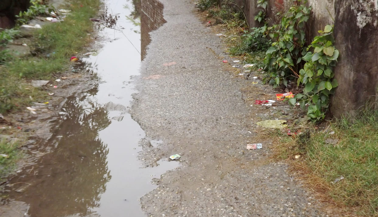 Broken roads become worse in rain