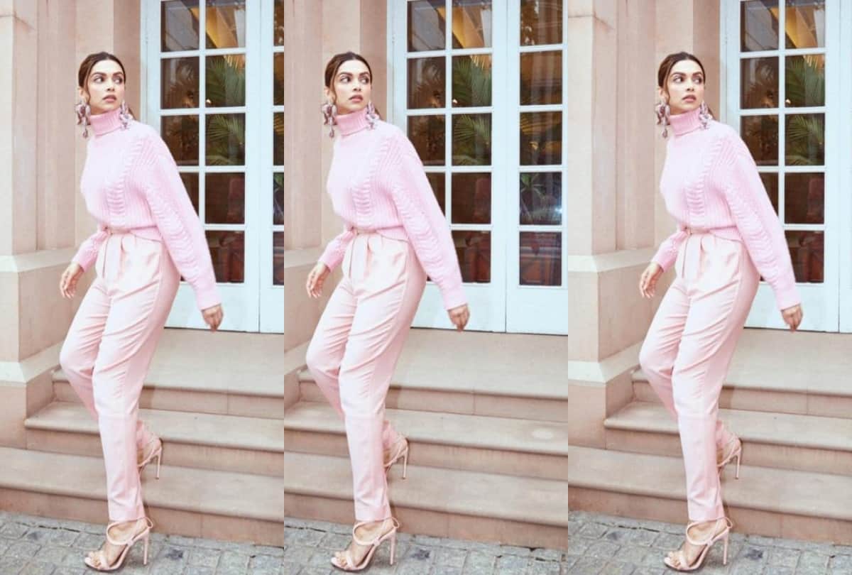 deepika padukone show winter fashion red trench coat in delhi for chhapak promotion