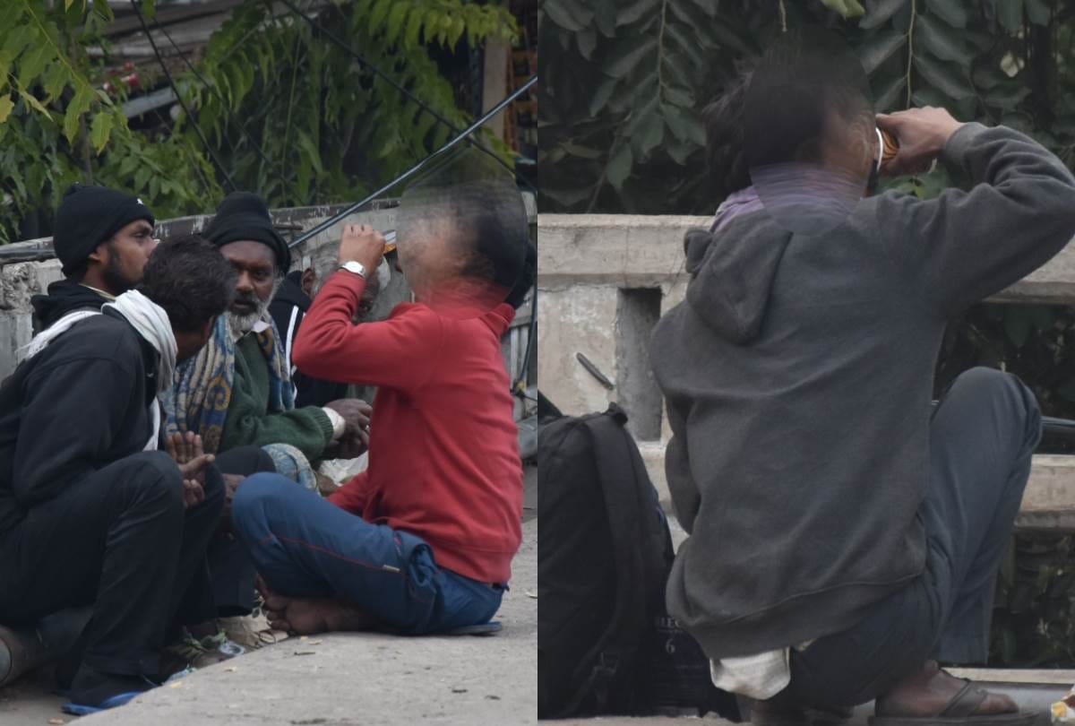alcoholics are openly drinking liquor on the road
