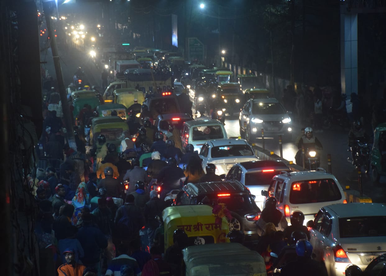 road jam in moradabad after TET over