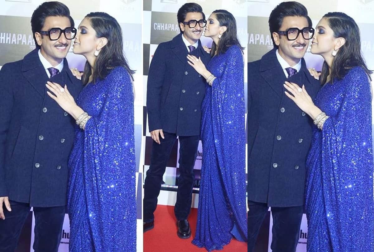 deepika padukone wear blue saree in chhapaak screening