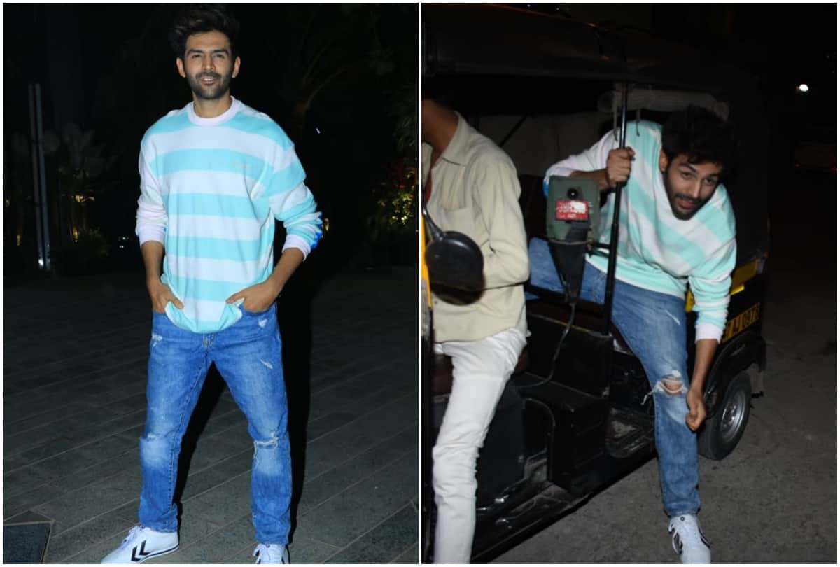 Kartik Aaryan Surprises Fans by Arriving in Auto Rickshaw at Film Producers Office