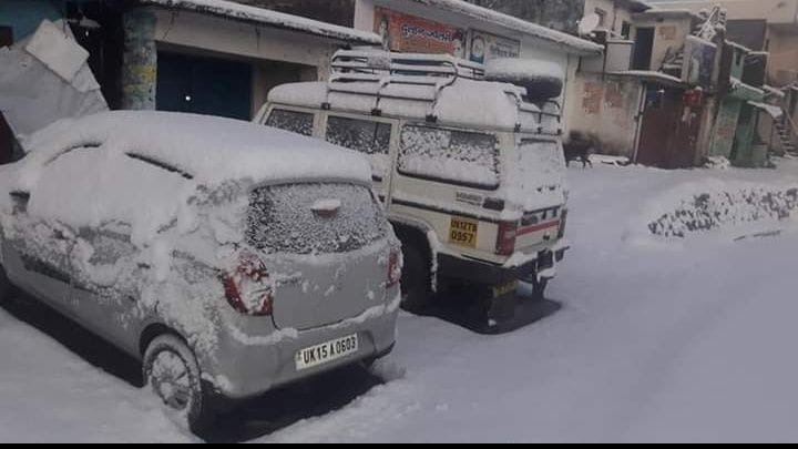 Dugadda and Dwarikhal hills are snow-capped