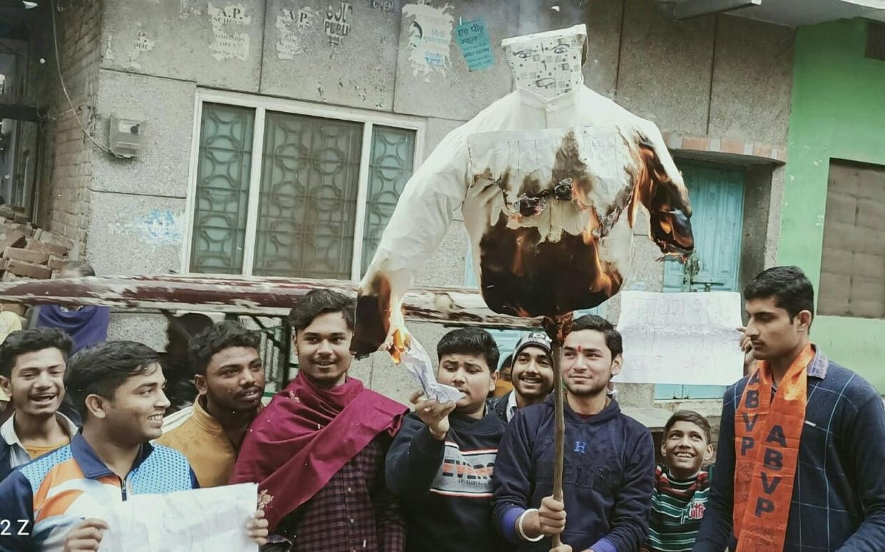 The effigy of those who attacked students in JNU blew
