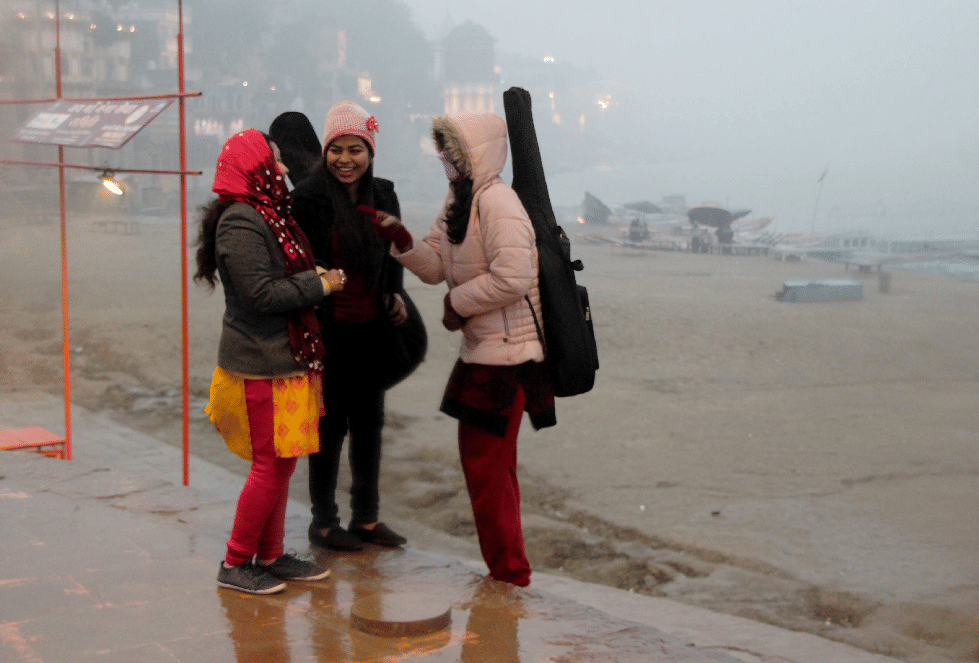 Varanasi rain temperature low weather change cold winter