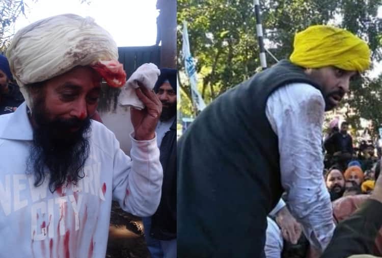 AAP leaders Protest outside punjab cm house, police used water cannon