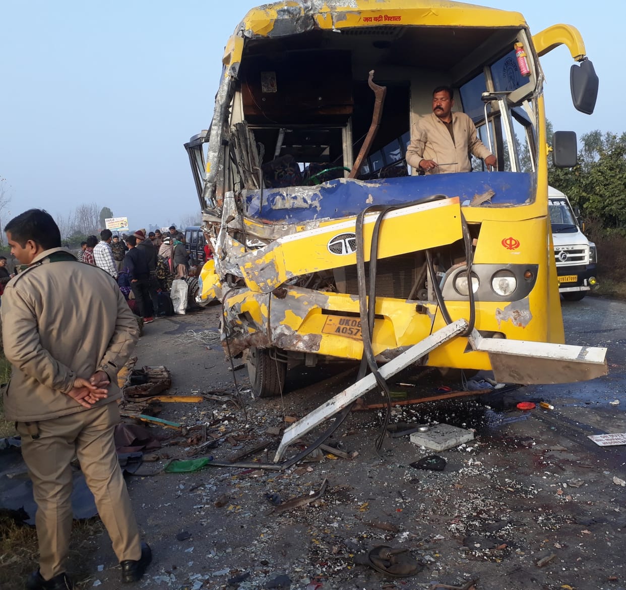 Tourist bus collided with truck in Purkaji