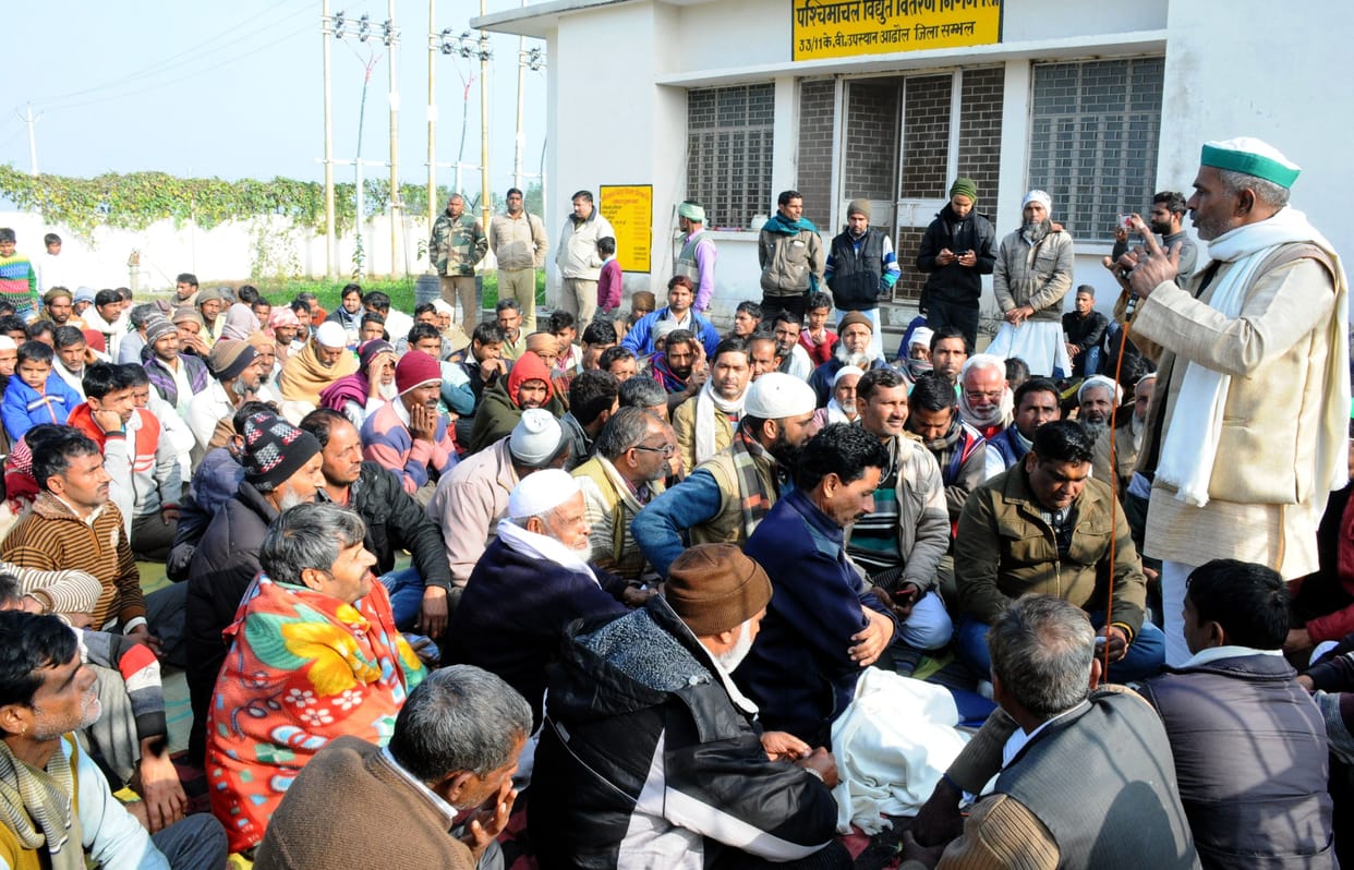 protest of farmer in sambhal
