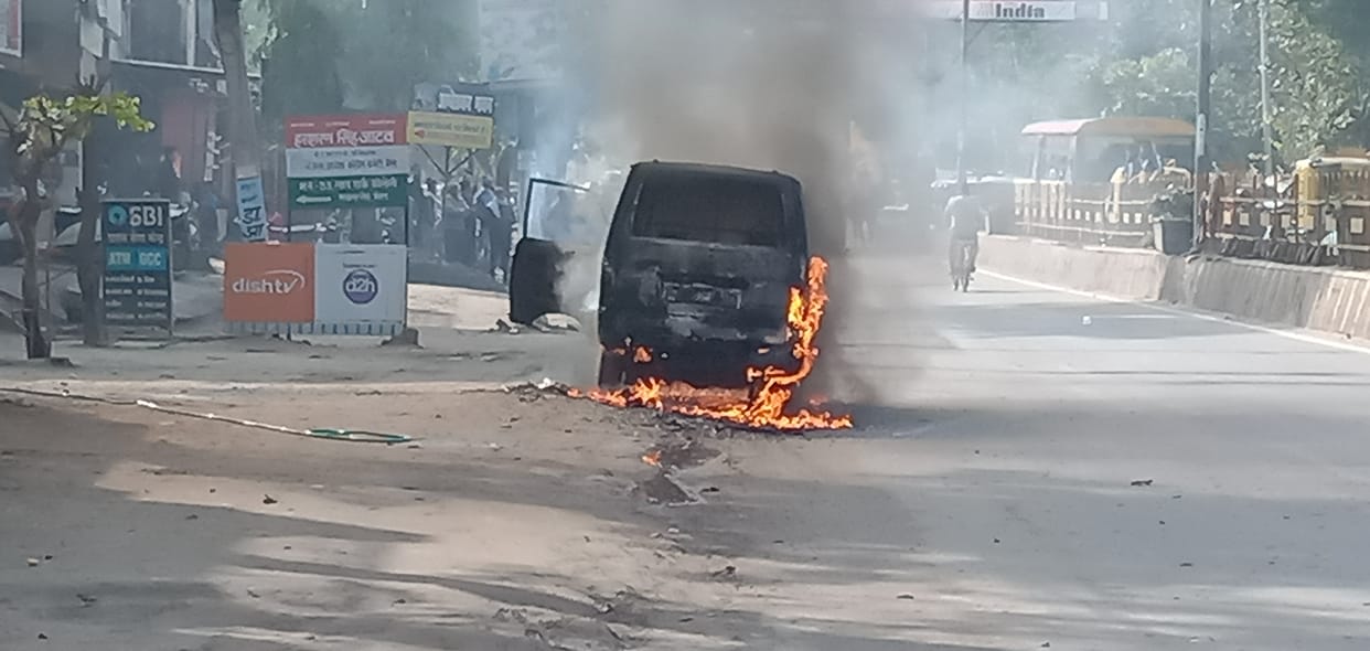 fire in car on mwana road