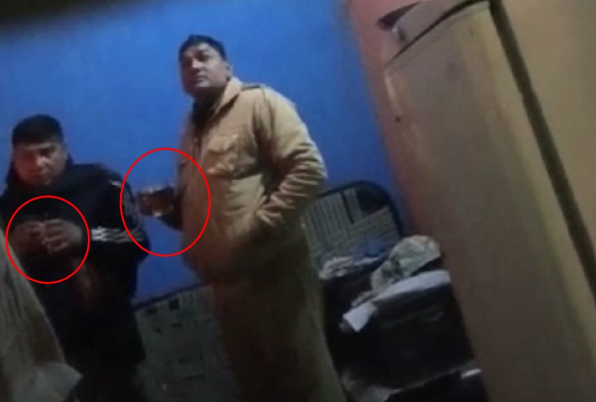 ghaziabad vijay nagar police station video viral inspector can be seen drinking alcohol