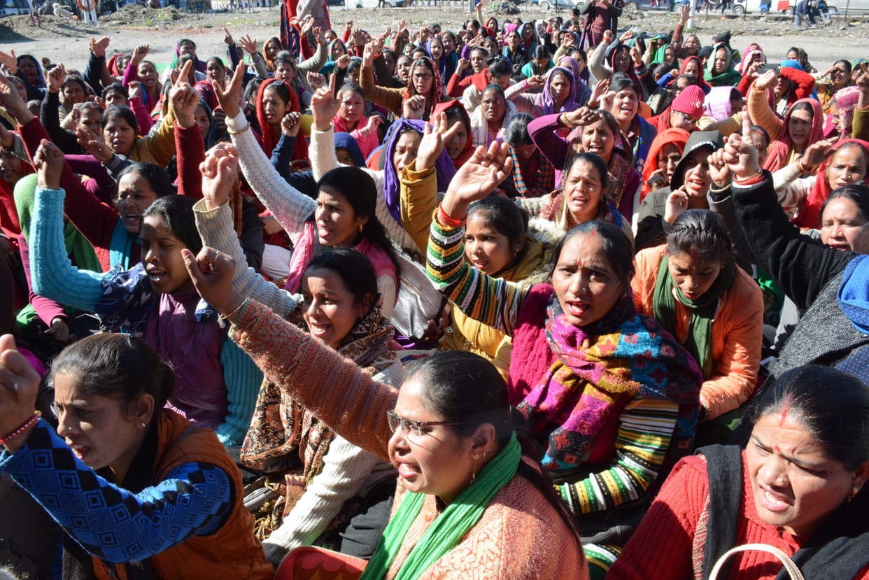 The fasting of Anganwadi workers started