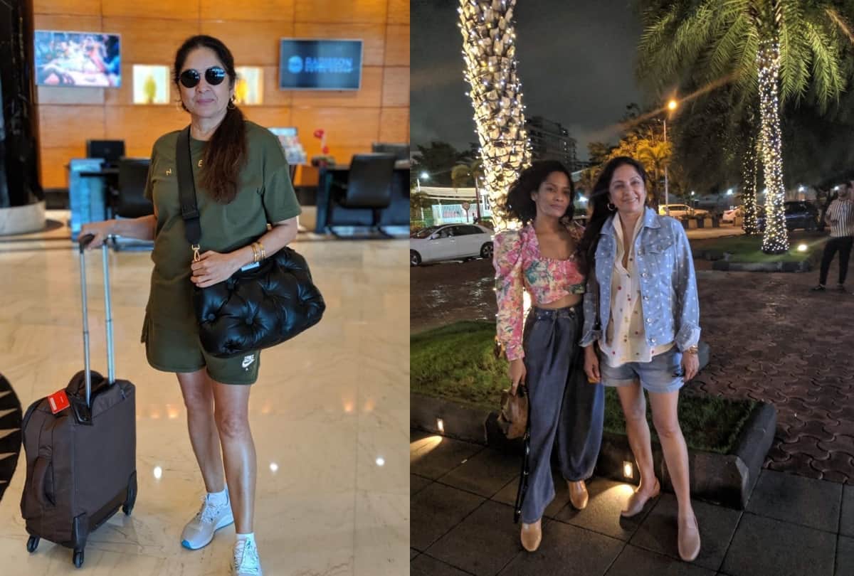 neena gupta look stylish wearing short dress in her 60s