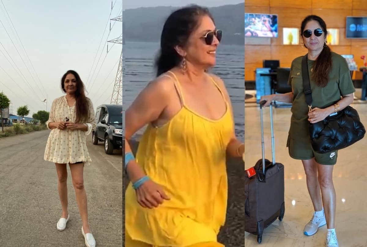 neena gupta look stylish wearing short dress in her 60s