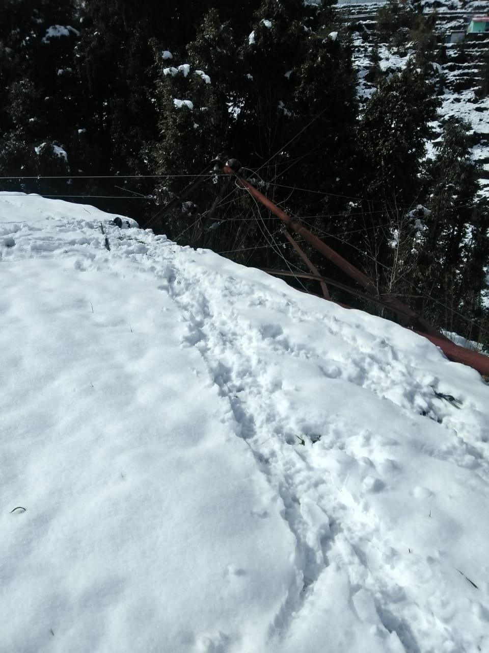 Heavy snowfall occurred on the power lines