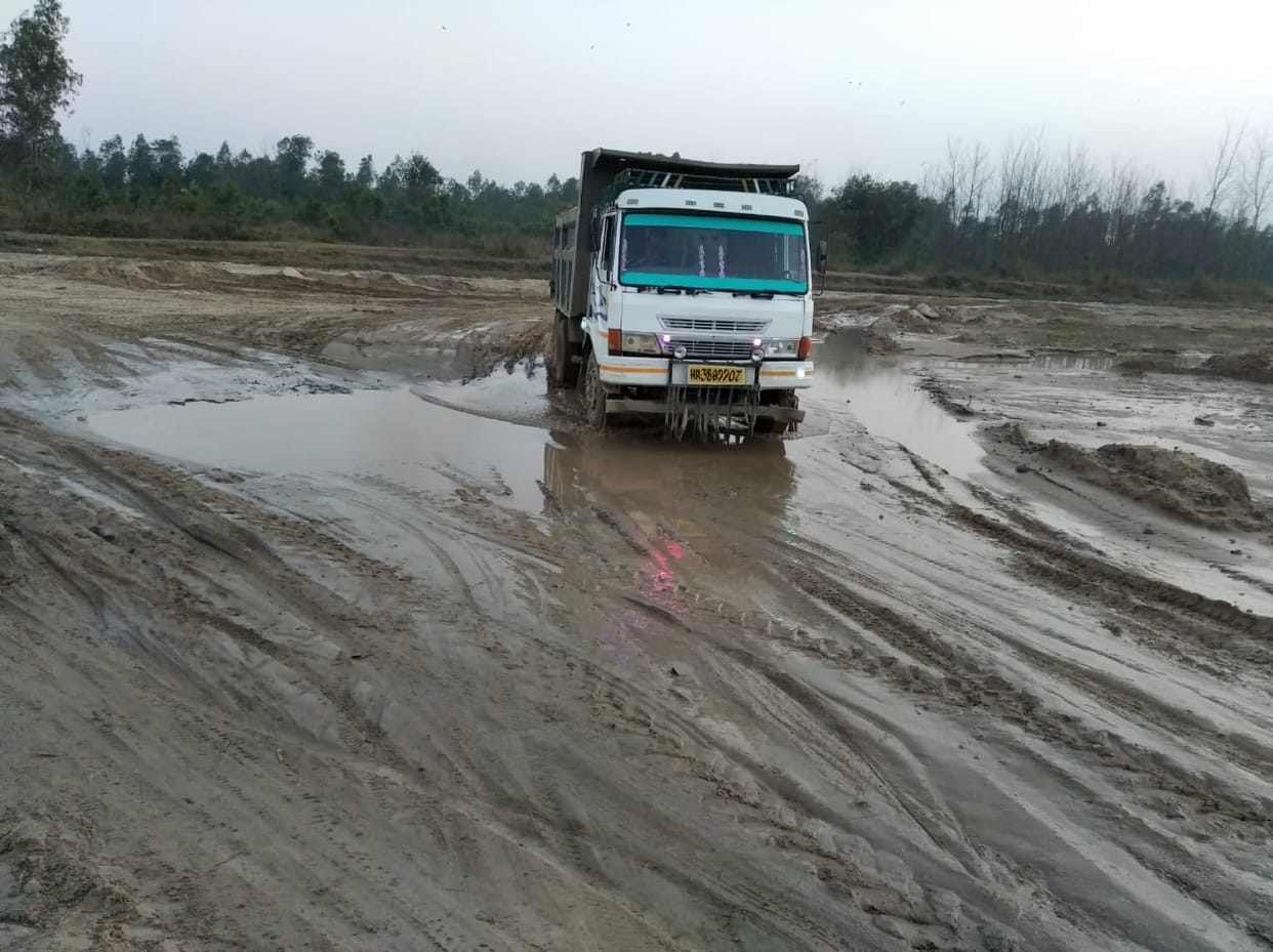 The main roads of three villages turned into mud